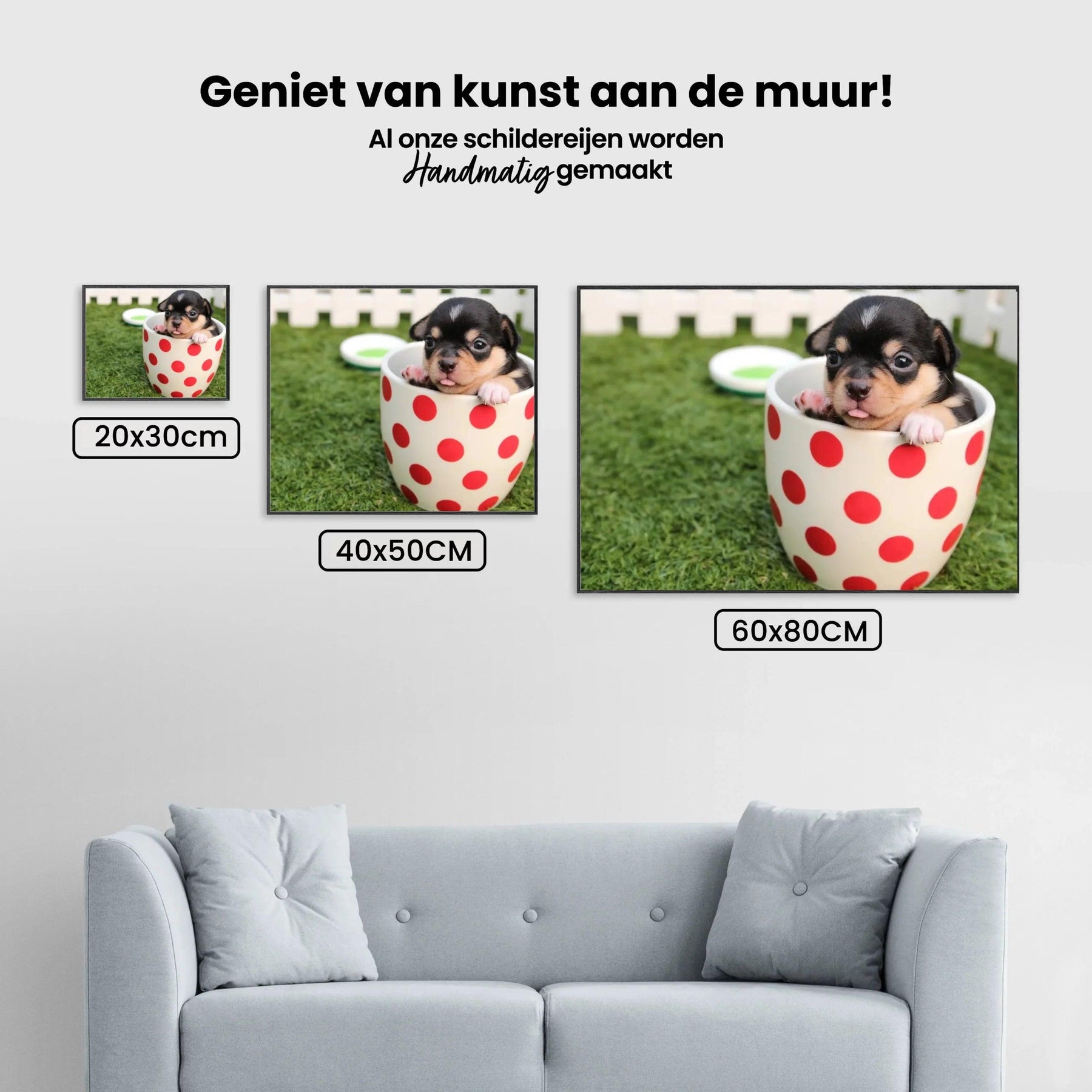 Diamantmaleri Hvalp i en Kop 45x30 cm - SEOS Shop®