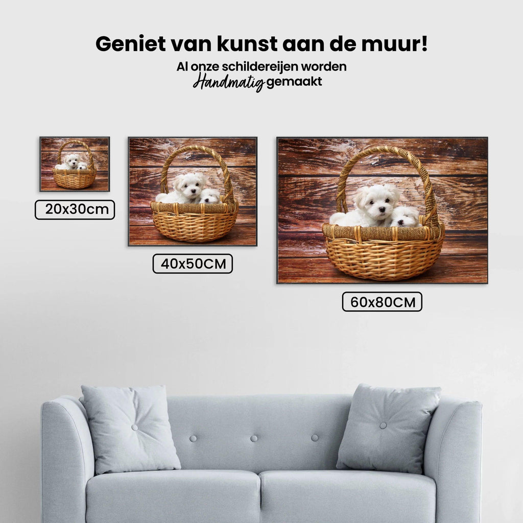 Diamantmaling Hvalpe i en Kurv - SEOS Shop ®