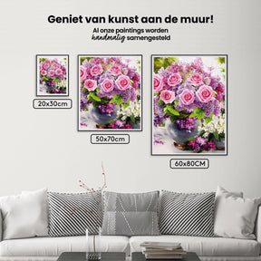 Diamantmaling af lyserøde roser i vase - SEOS Shop ®