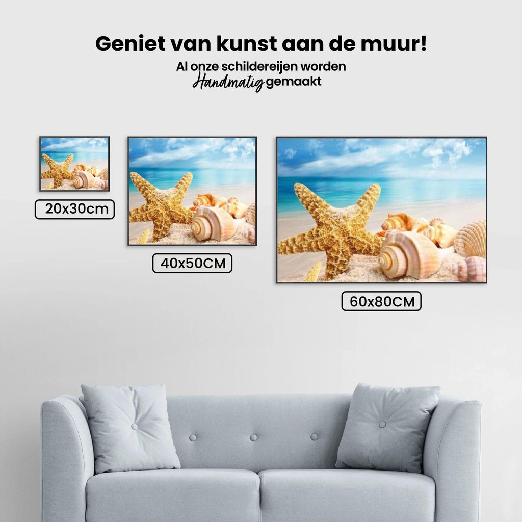 Diamantmaling af skaller på stranden – 40x50 cm – SEOS Shop ®