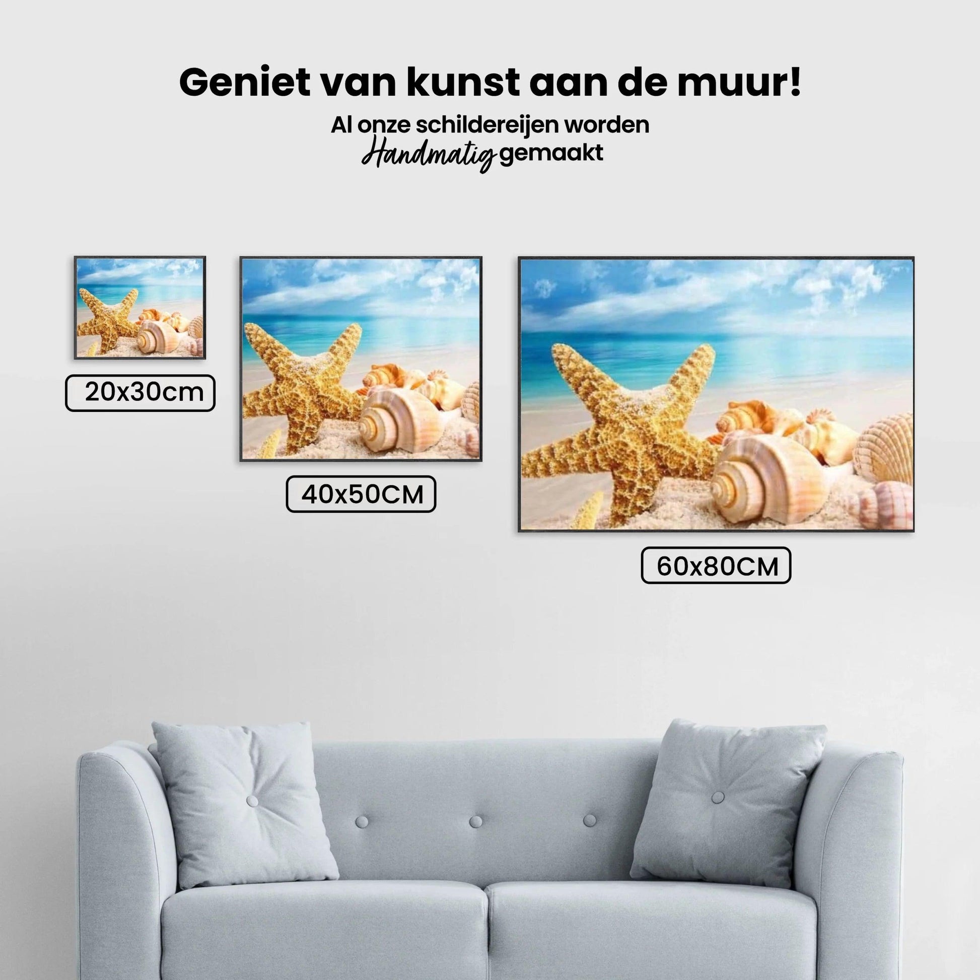 Diamantmaling af skaller på stranden – 40x50 cm – SEOS Shop ®