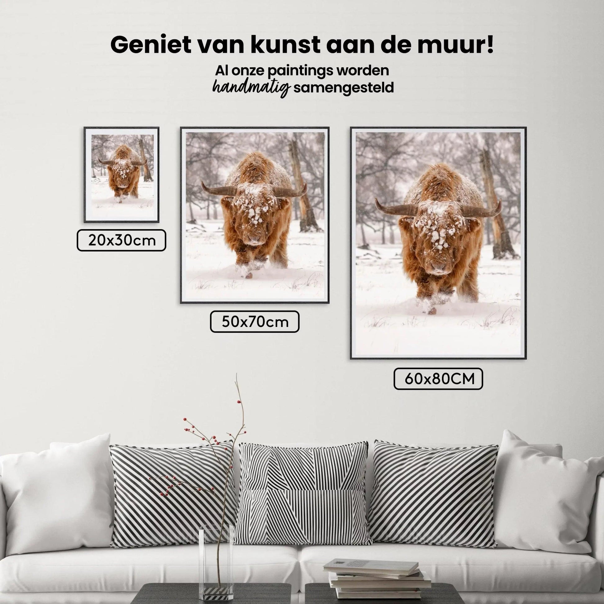 Diamantmaleri Skotsk højlander - Skotsk højlander i et naturligt vinterlandskab - SEOS Shop ®