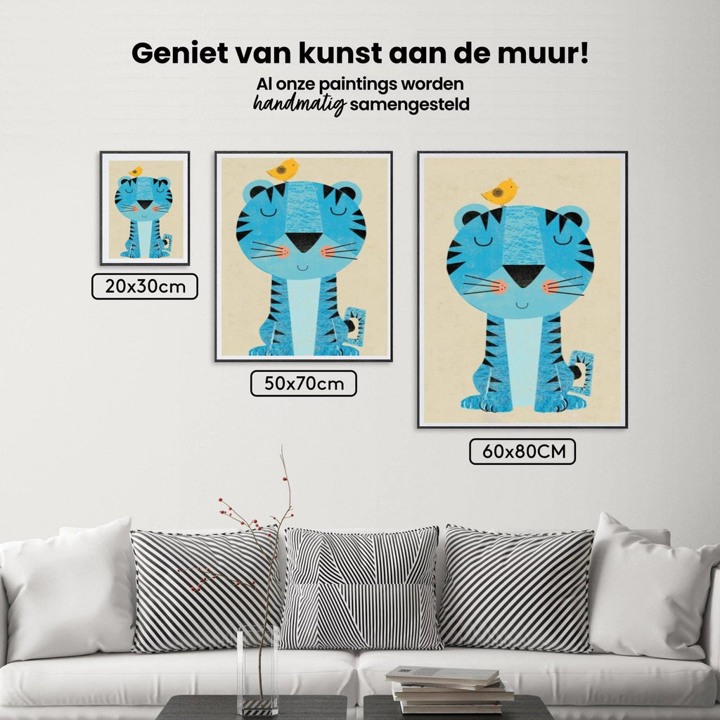 Diamantmaling Tiger med fugl på hovedet - SEOS Shop ®