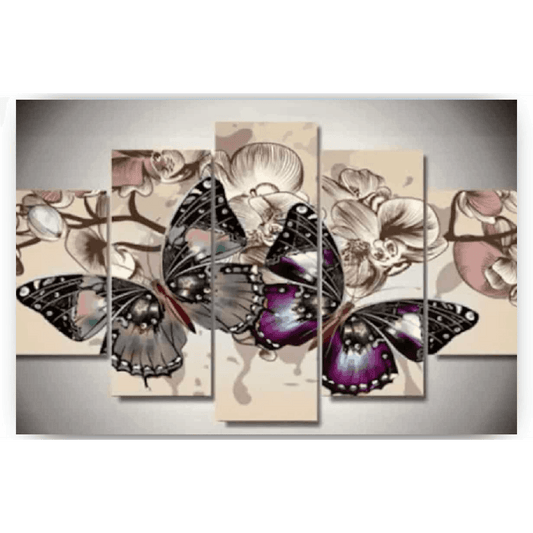 Diamantmaling Sommerfugle 5 Paneler - SEOS Shop ®