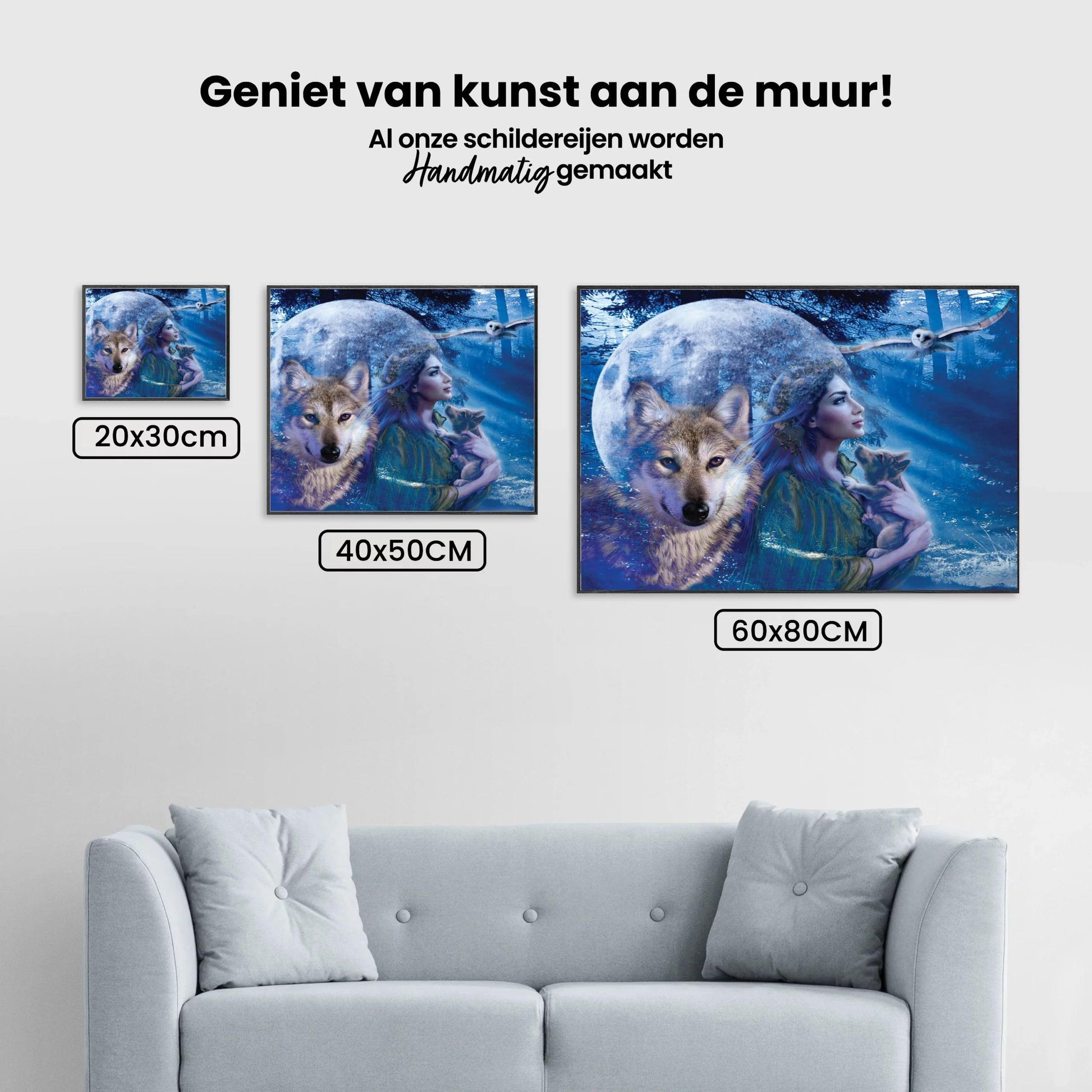 Diamantmaling Kvinde med Ulv og Ugle - SEOS Shop®