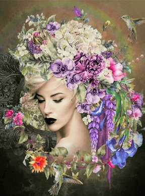 Diamantmaleri Kvinder med blomst og kolibri - SEOS Shop ®