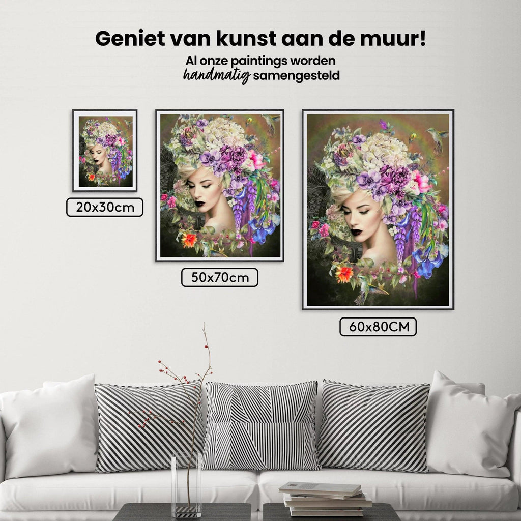 Diamantmaleri Kvinder med blomst og kolibri - SEOS Shop ®