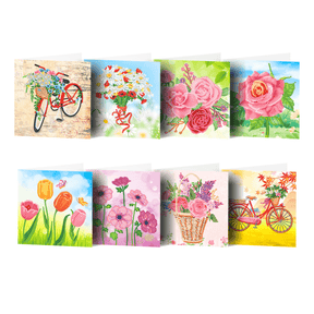 Diamantmaling lykønskningskort - sæt med 8 - inklusive kuverter