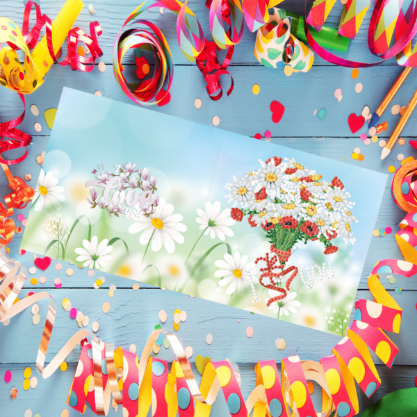 Diamantmaling lykønskningskort - sæt med 8 - inklusive kuverter