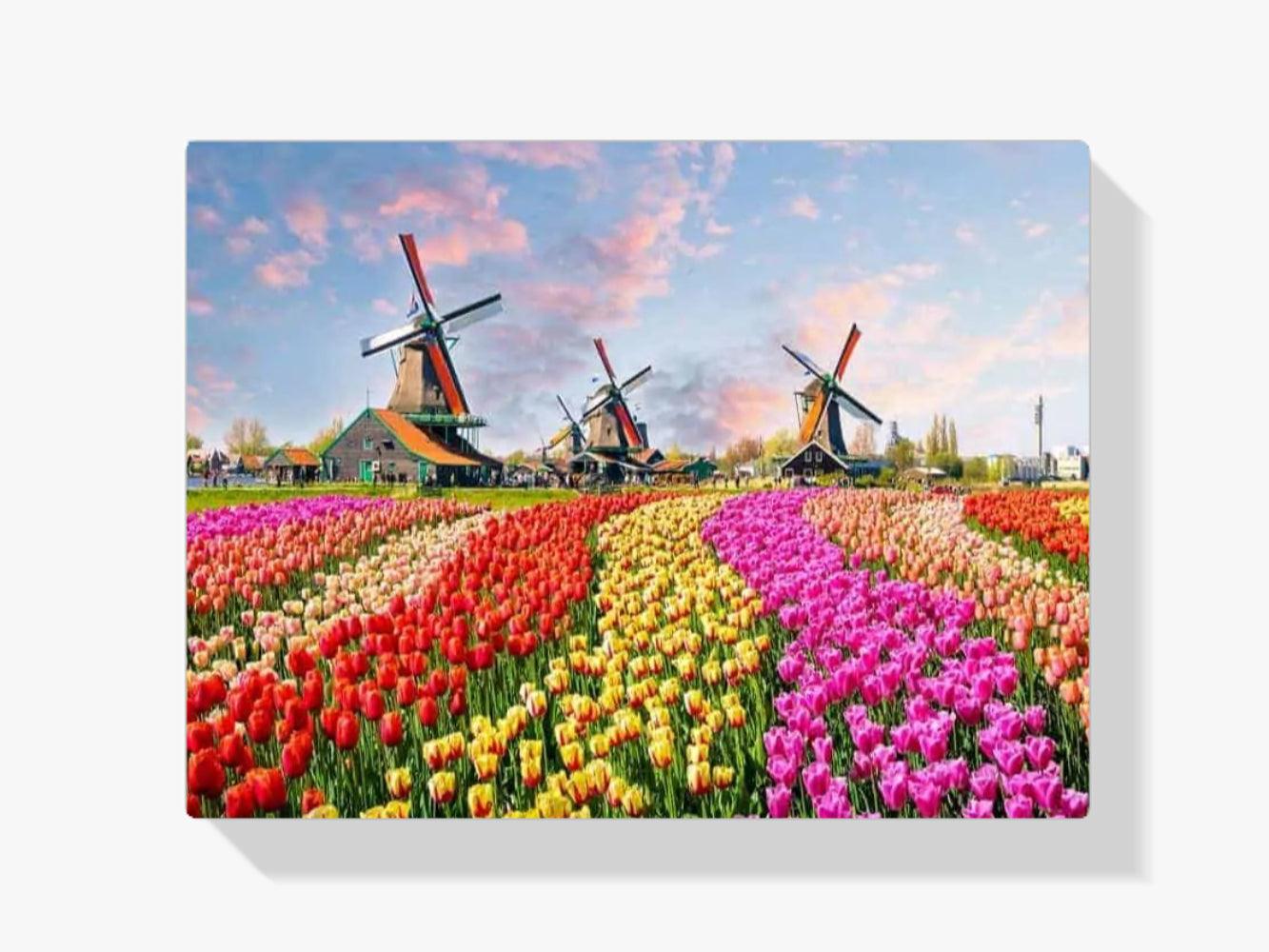 Diamantmaling Vindmøller med hollandske tulipaner - SEOS Shop ®