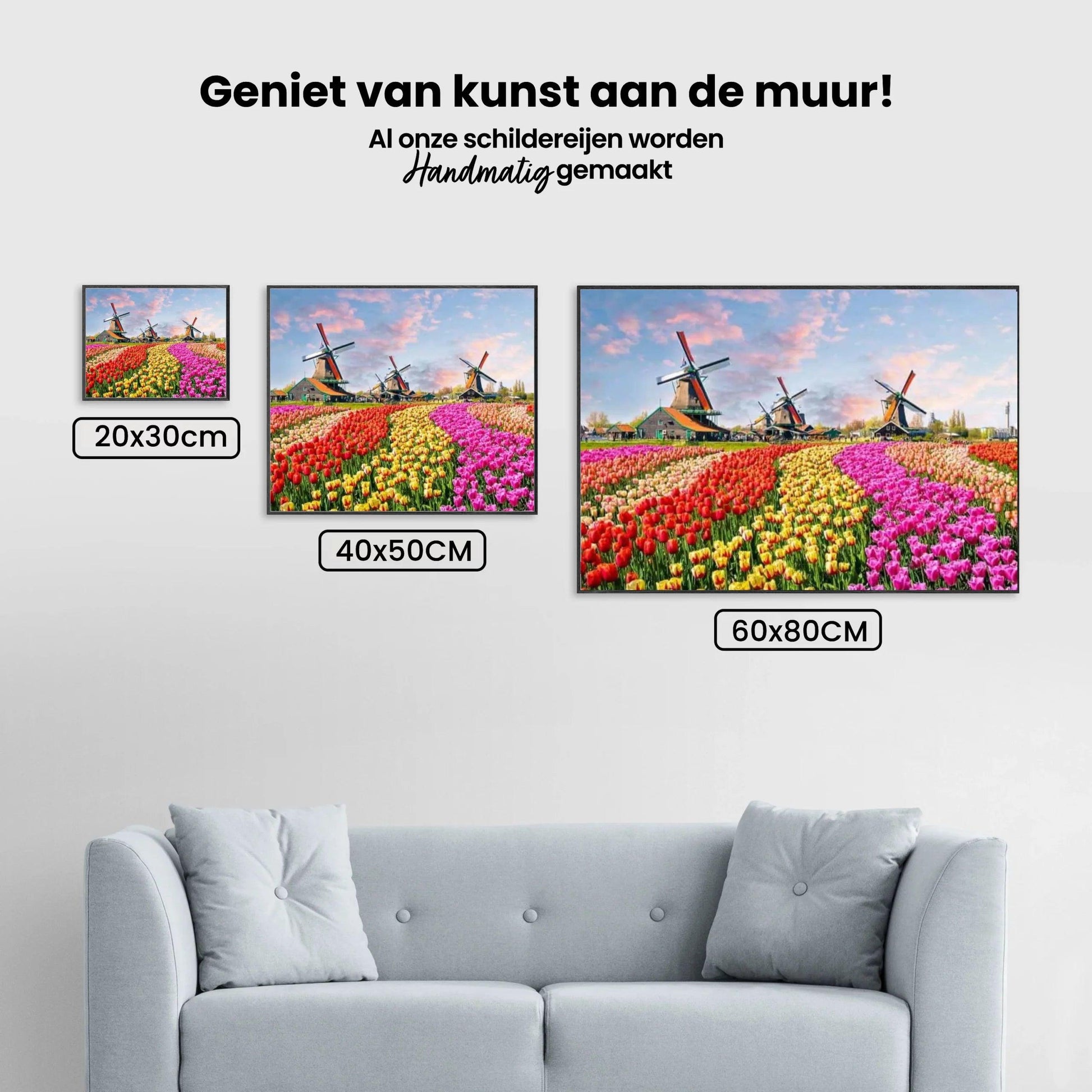 Diamantmaling Vindmøller med hollandske tulipaner - SEOS Shop ®