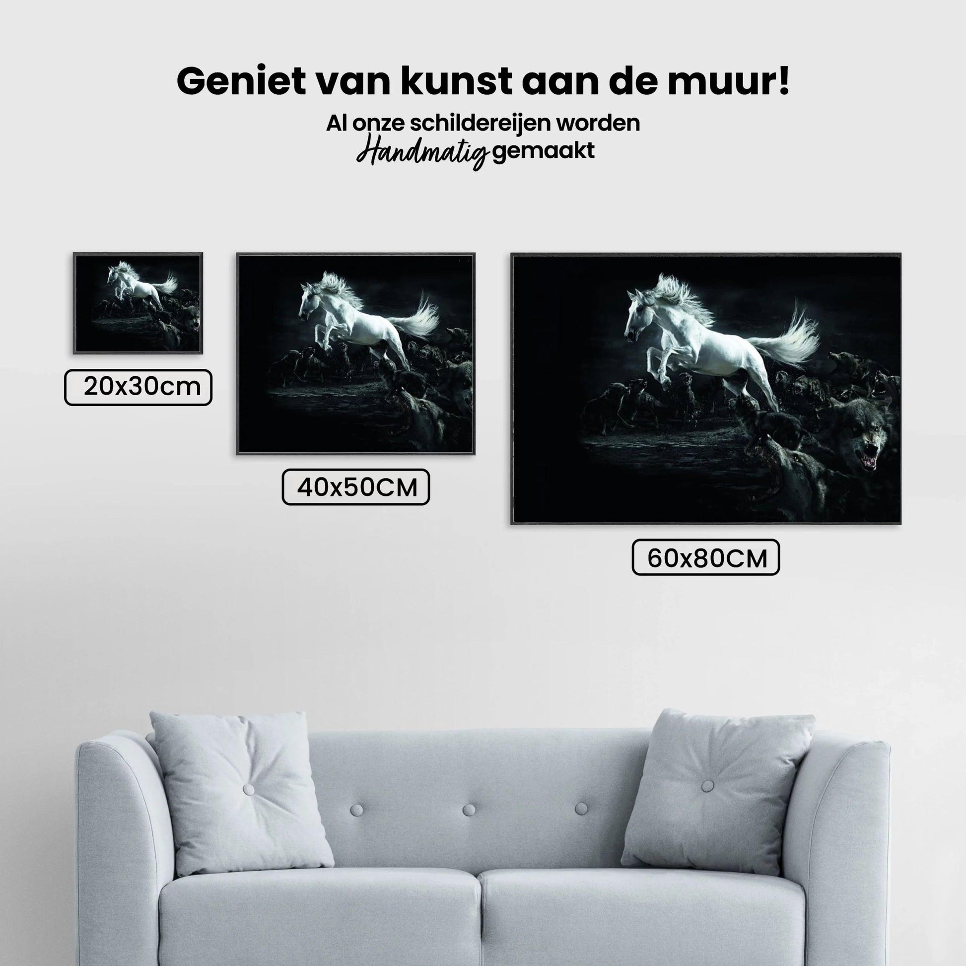 Diamantmaleri Hvid Hest og Ulve - SEOS Shop ®