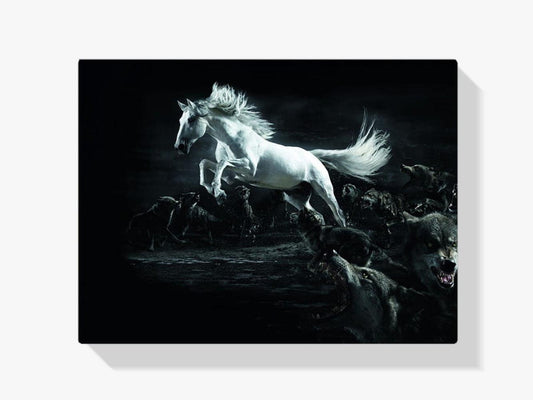 Diamantmaleri Hvid Hest og Ulve - SEOS Shop ®