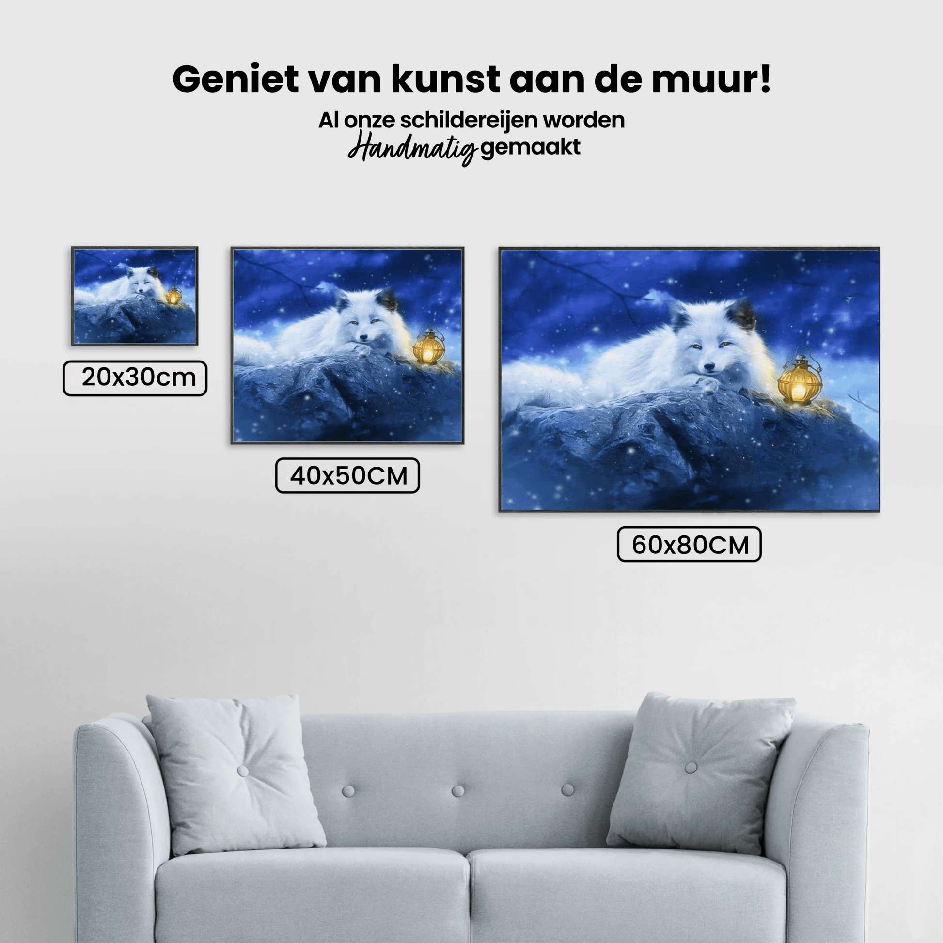 Diamantmaleri Hvid Ræv med Lampe – SEOS Shop ®
