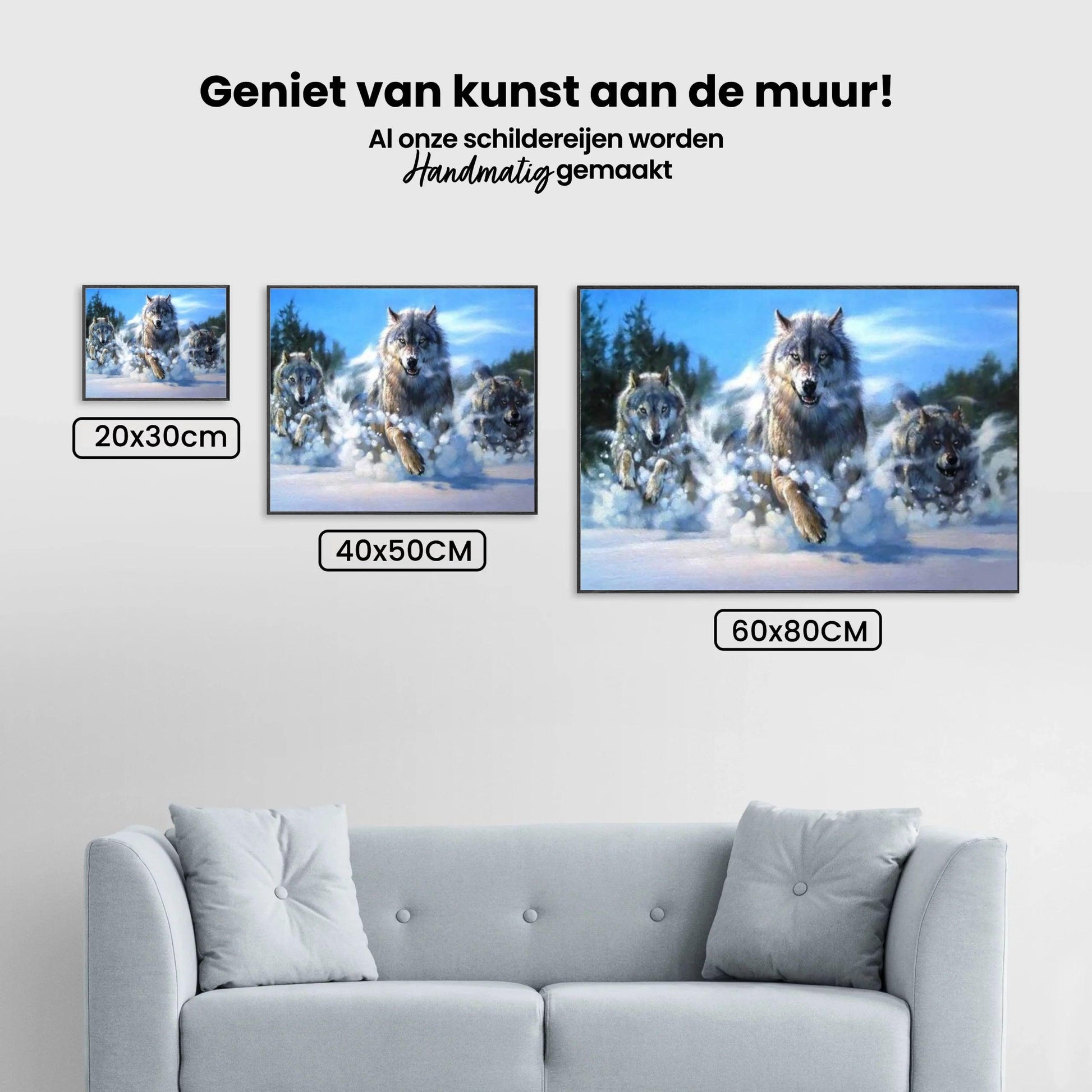 Diamantmaling Ulve løber i sneen – SEOS Shop ®