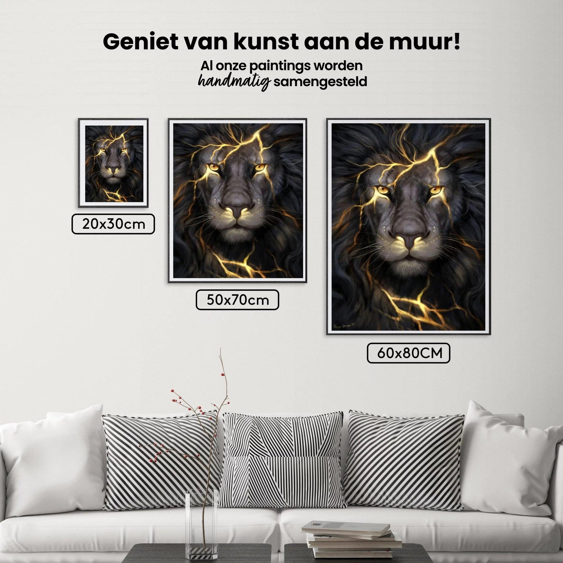 Diamantmaling Sort Løve Belysning - SEOS Shop ®