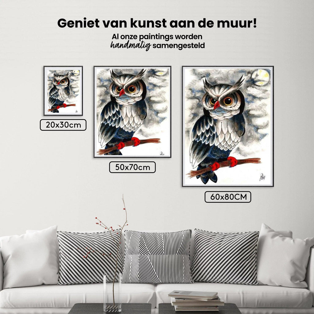 Diamantmaleri sort-hvid ugle - SEOS Shop ®
