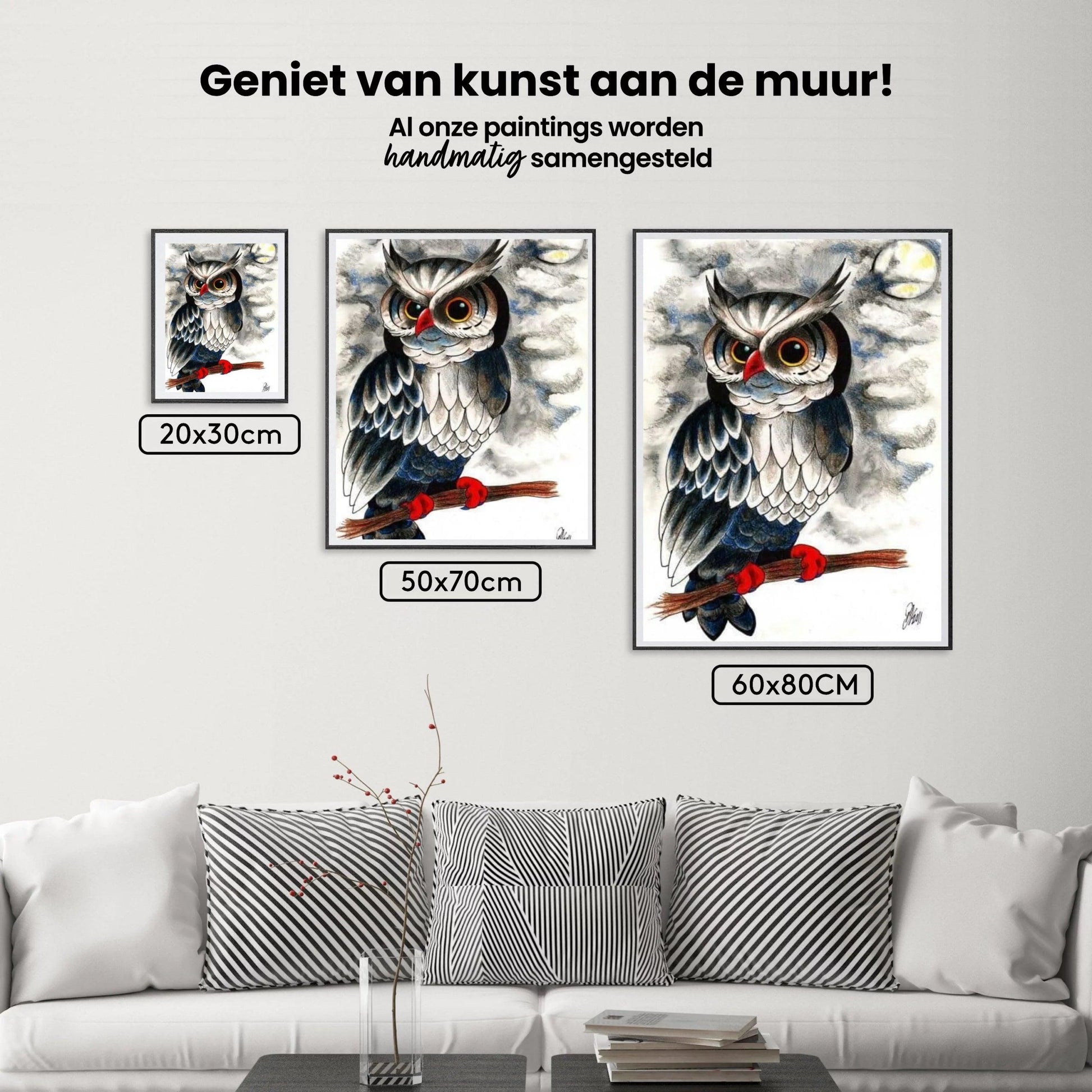 Diamantmaleri sort-hvid ugle - SEOS Shop ®
