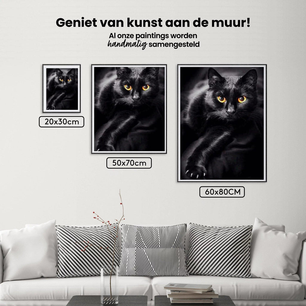Diamantmaling Sort kat og gule øjne - SEOS Shop ®