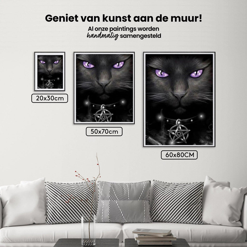 Diamantmaling Sort kat og lilla øjne - SEOS Shop ®