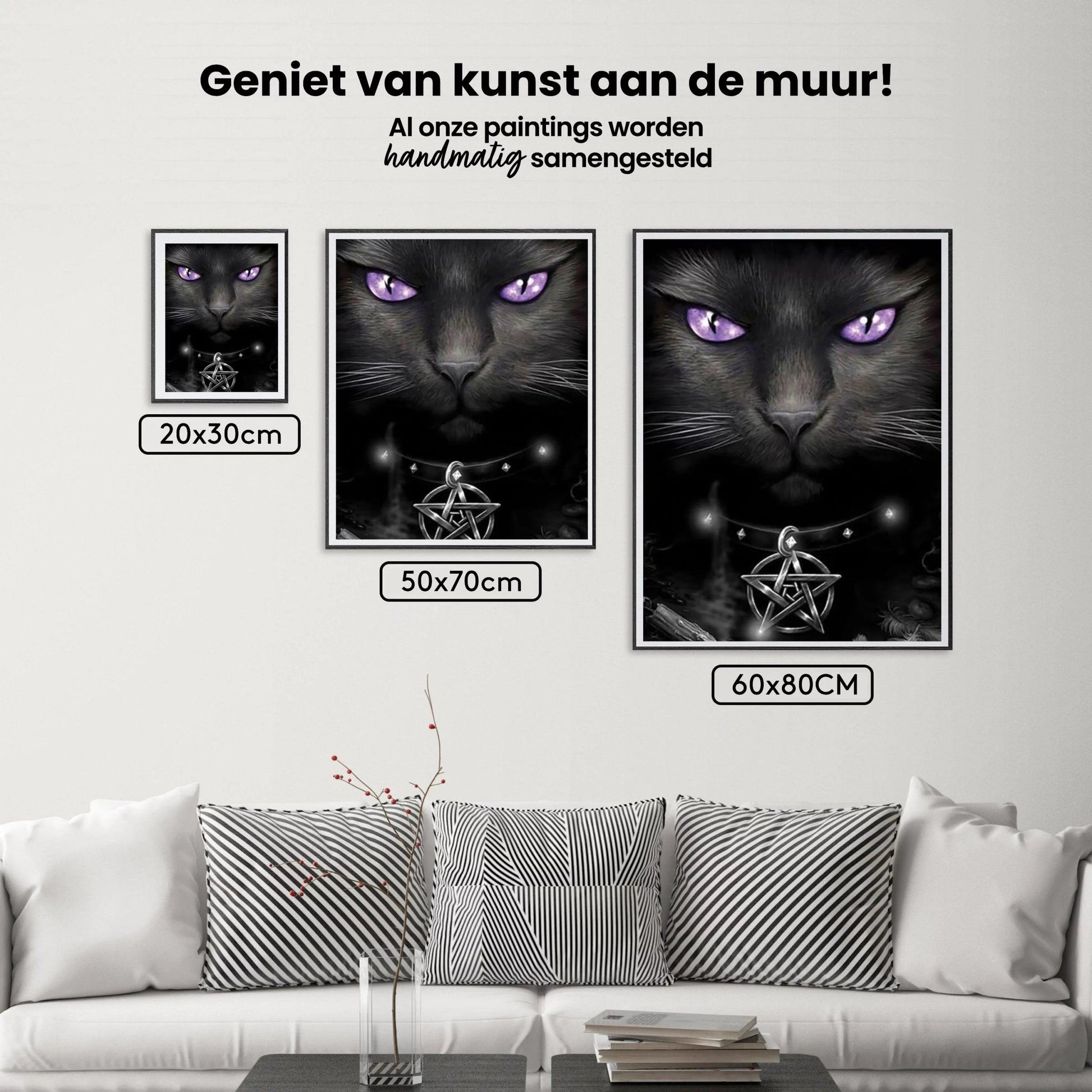Diamantmaling Sort kat og lilla øjne - SEOS Shop ®