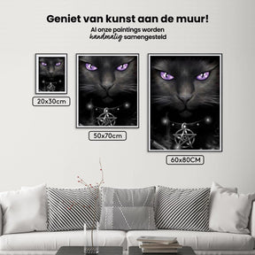 Diamantmaling Sort kat og lilla øjne - SEOS Shop ®