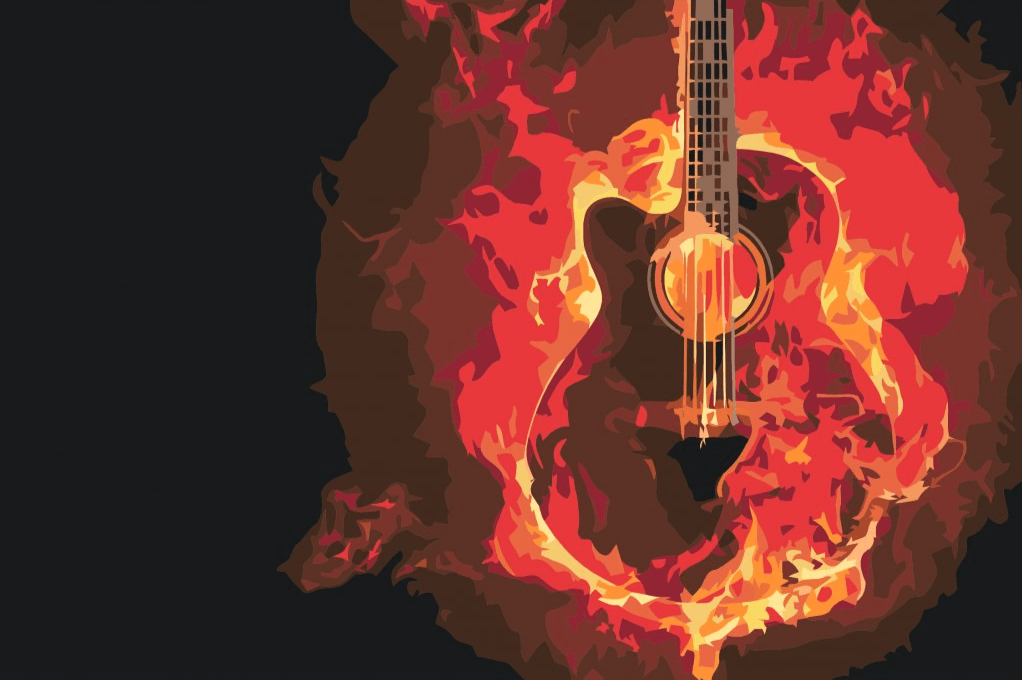 Diamantmaling - Brændende guitar - SEOS Shop ®