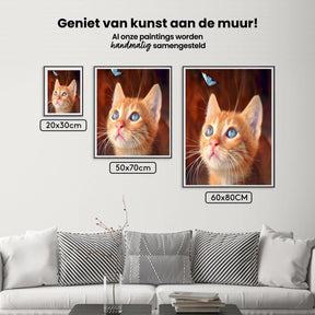 Diamantmaleri - Brun kat med blå sommerfugl - SEOS®