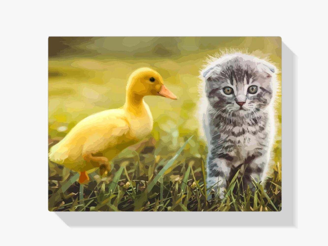 Diamantmaleri - And leger med kat - SEOS®