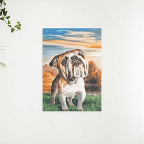 Diamantmaleri - Engelsk Bulldog i haven - SEOS®