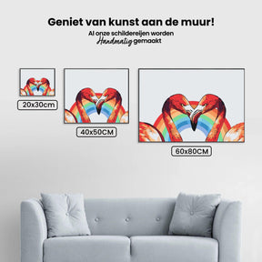 Diamantmaling - Hjerteformede flamingoer - SEOS®