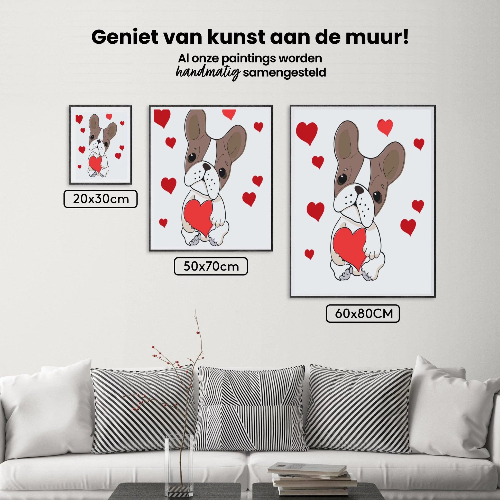 Diamantmaling - Hund med hjerter - SEOS®
