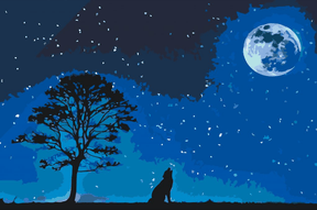 Diamantmaleri - Hylende hund ved fuldmåne - SEOS®