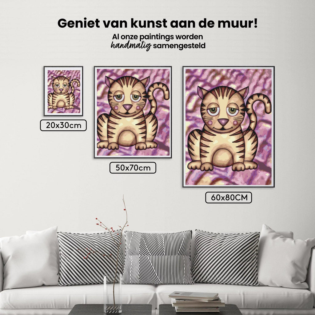 Diamantmaleri - Kat med lilla kinder - SEOS®
