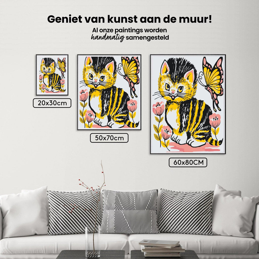 Diamantmaleri - Kat med sommerfugl - SEOS®