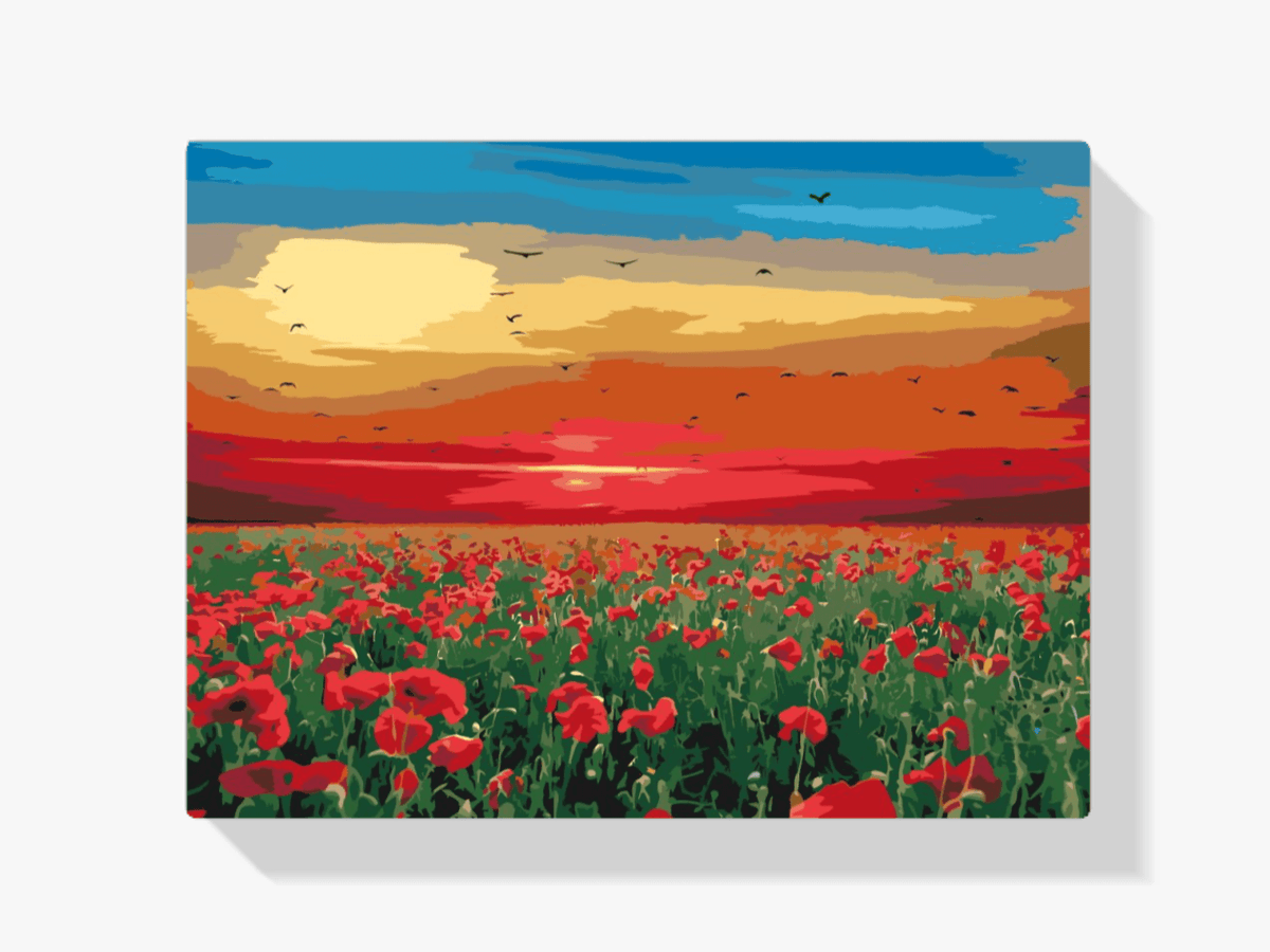 Diamantmaleri - Valmuemark ved solnedgang - SEOS Shop ®