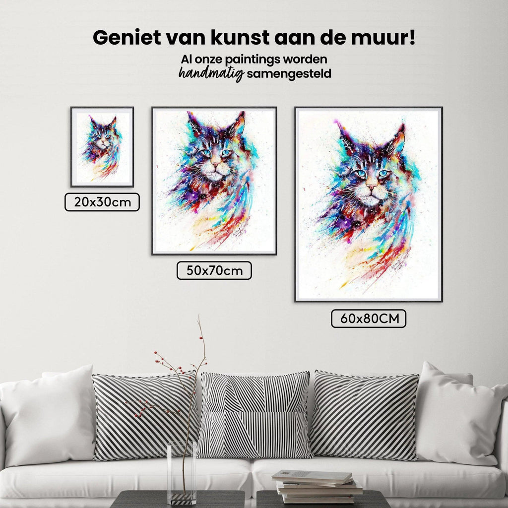 Diamantmaleri - Farverig akvarelkat - SEOS®