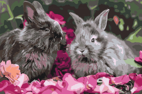 Diamantmaleri - Kaniner blandt blomsterne - SEOS®