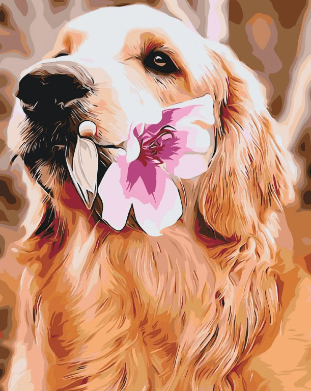 Diamantmaleri - Labrador med blomst - SEOS®