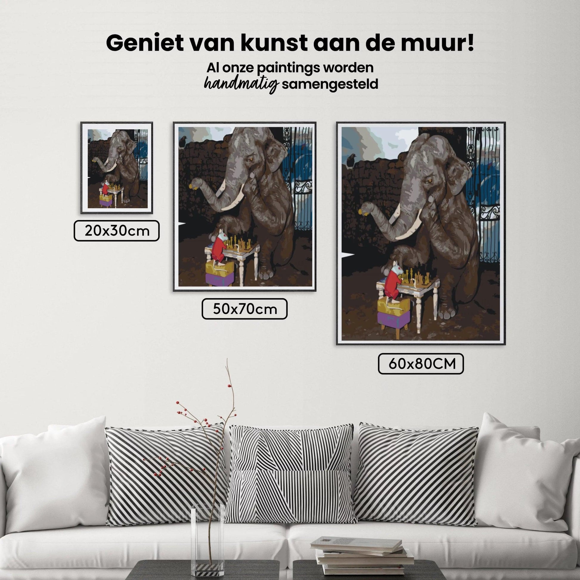 Diamantmaleri - Elefant og mus spiller skak - SEOS®