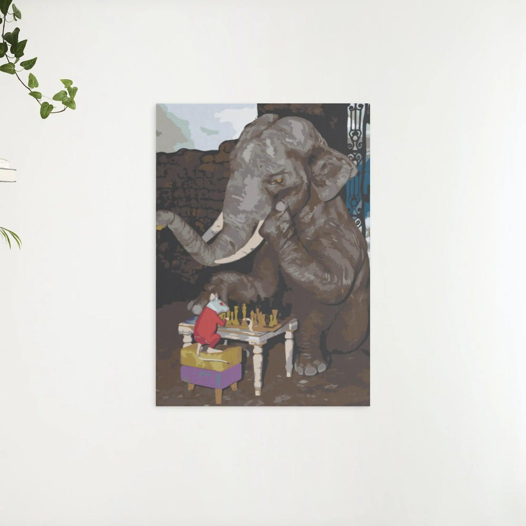 Diamantmaleri - Elefant og mus spiller skak - SEOS®