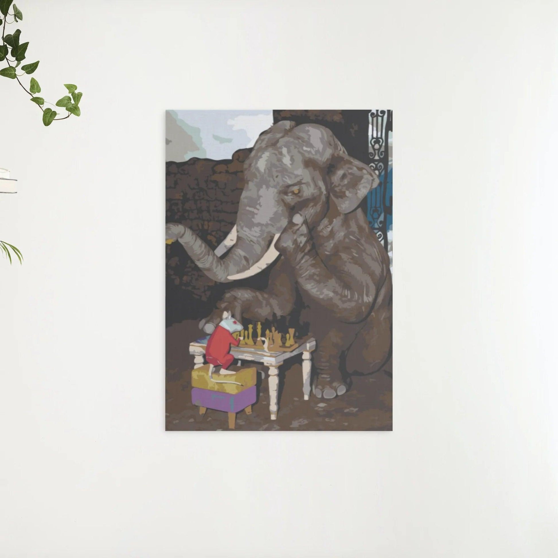 Diamantmaleri - Elefant og mus spiller skak - SEOS®