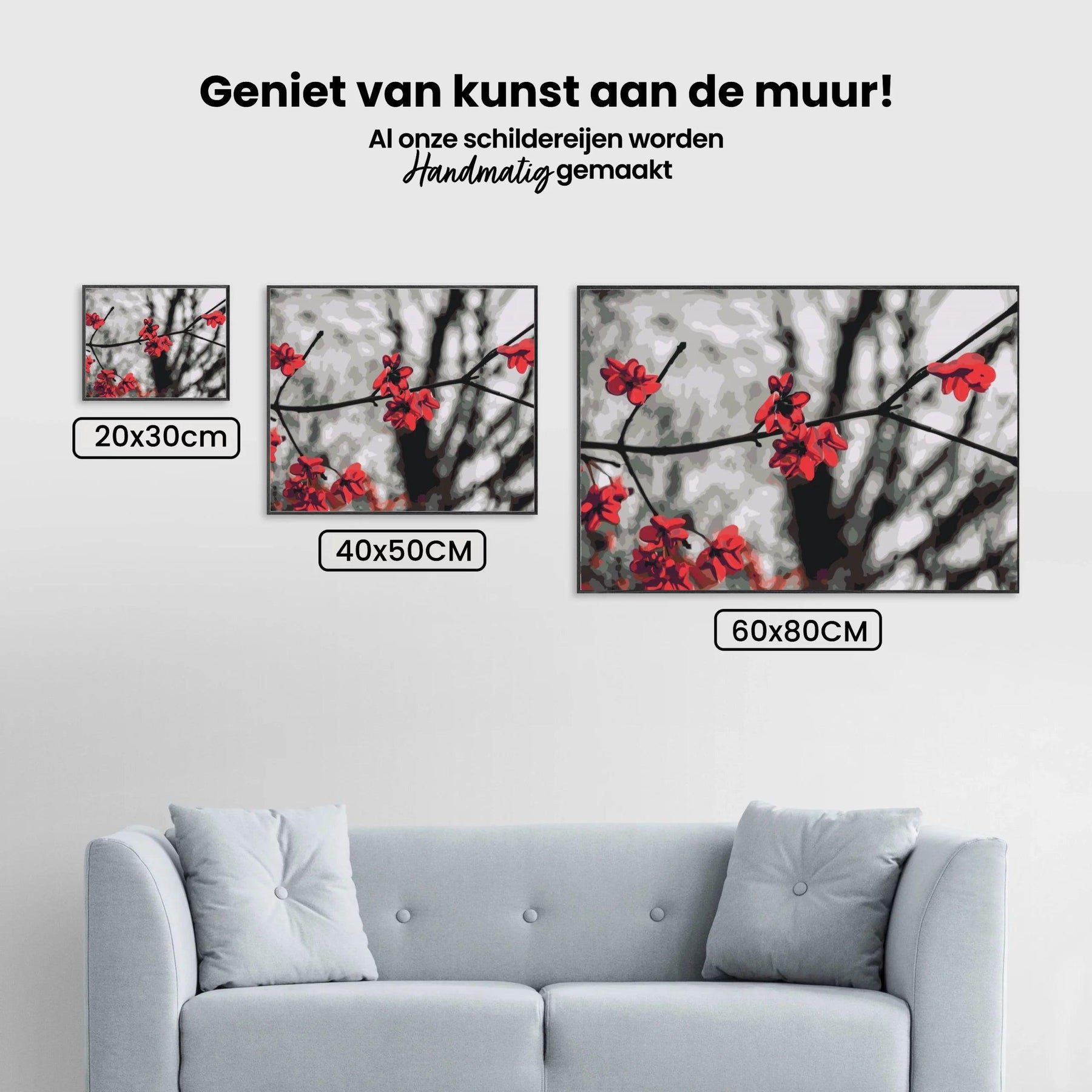 Diamantmaleri - Røde blomster på træet - SEOS Shop ®