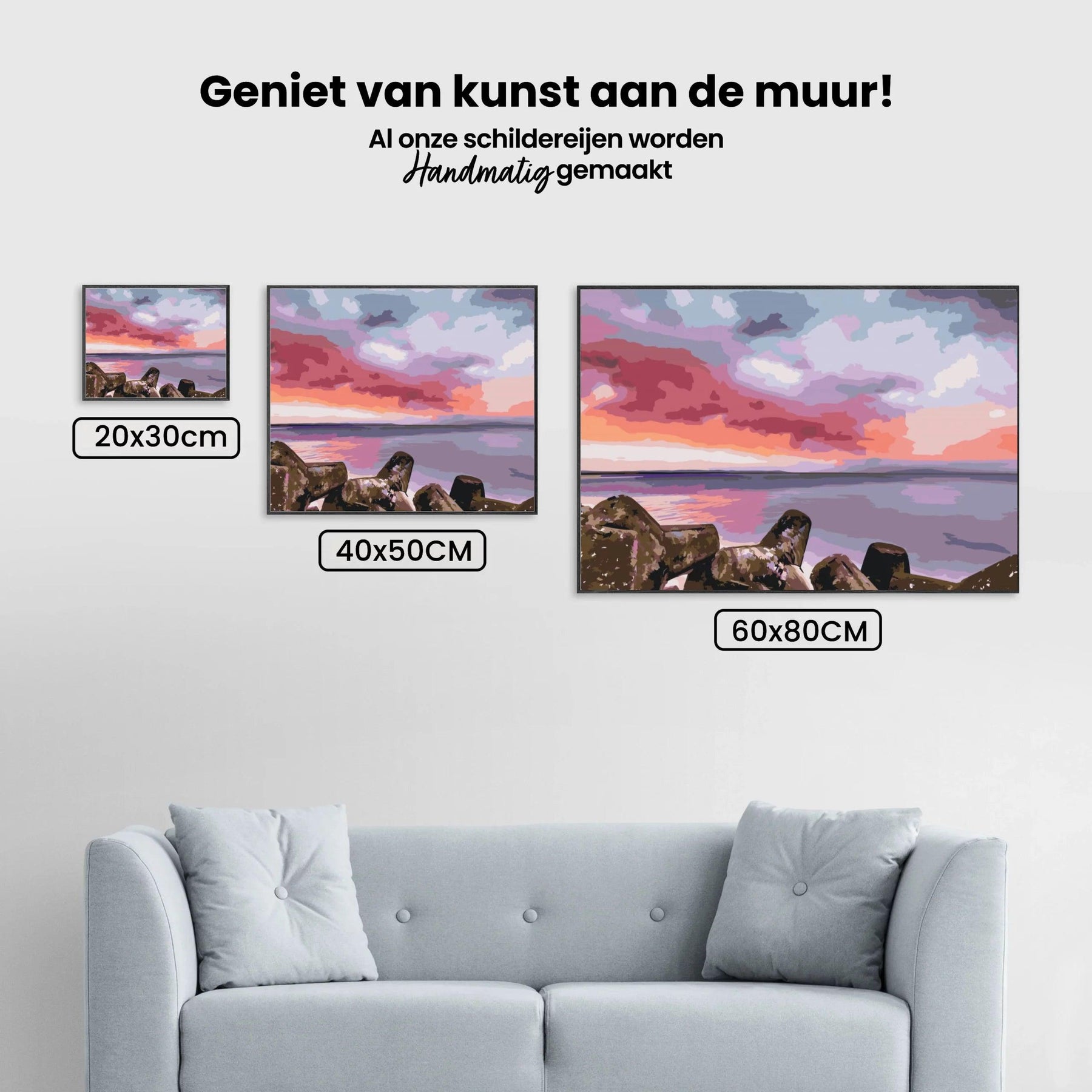 Diamantmaleri - Rød solnedgang over havet - SEOS Shop ®