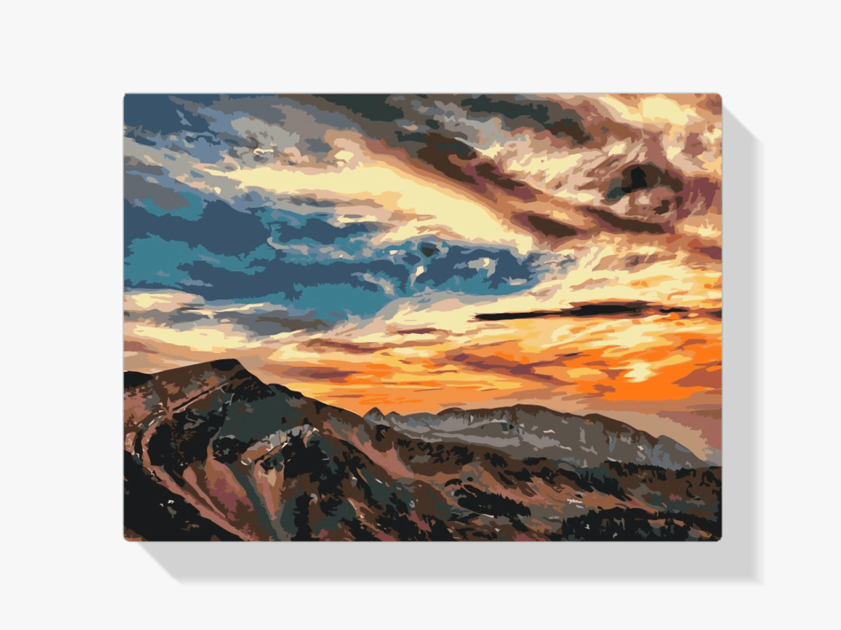 Diamantmaleri - Solnedgang over bjergene - SEOS Shop ®