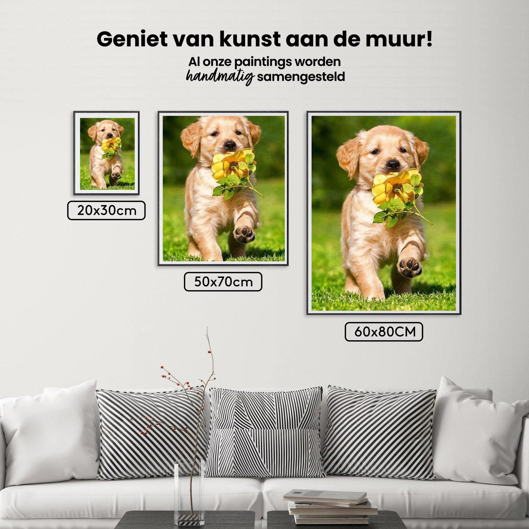 Diamantmaling Labrador hvalp med blomst - Komplet - SEOS Shop®