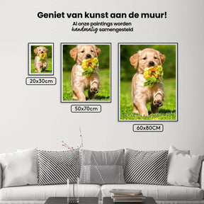 Diamantmaling Labrador hvalp med blomst - Komplet - SEOS Shop®