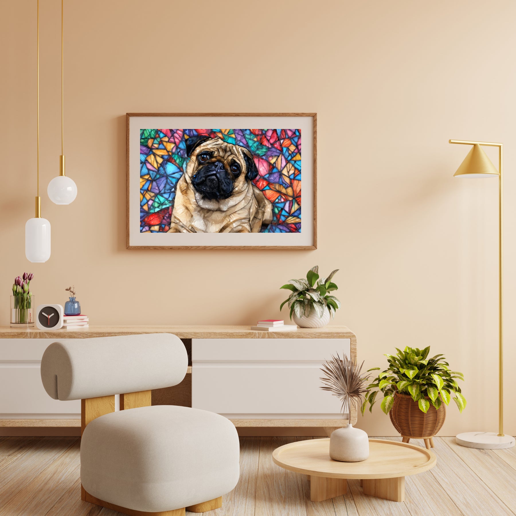 Diamantmaleri - Mops i farvet glas - SEOS Shop ®