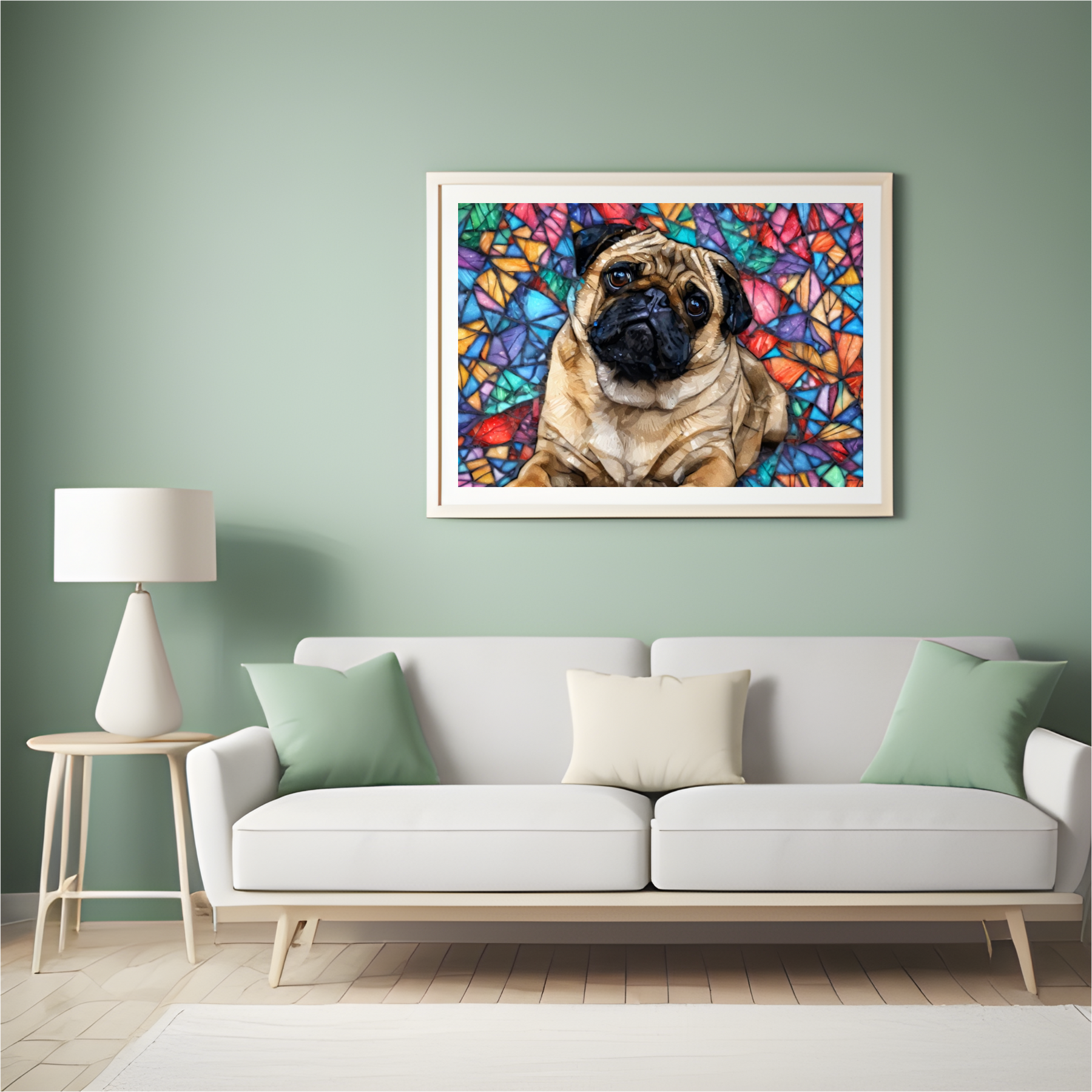 Diamantmaleri - Mops i farvet glas - SEOS Shop ®