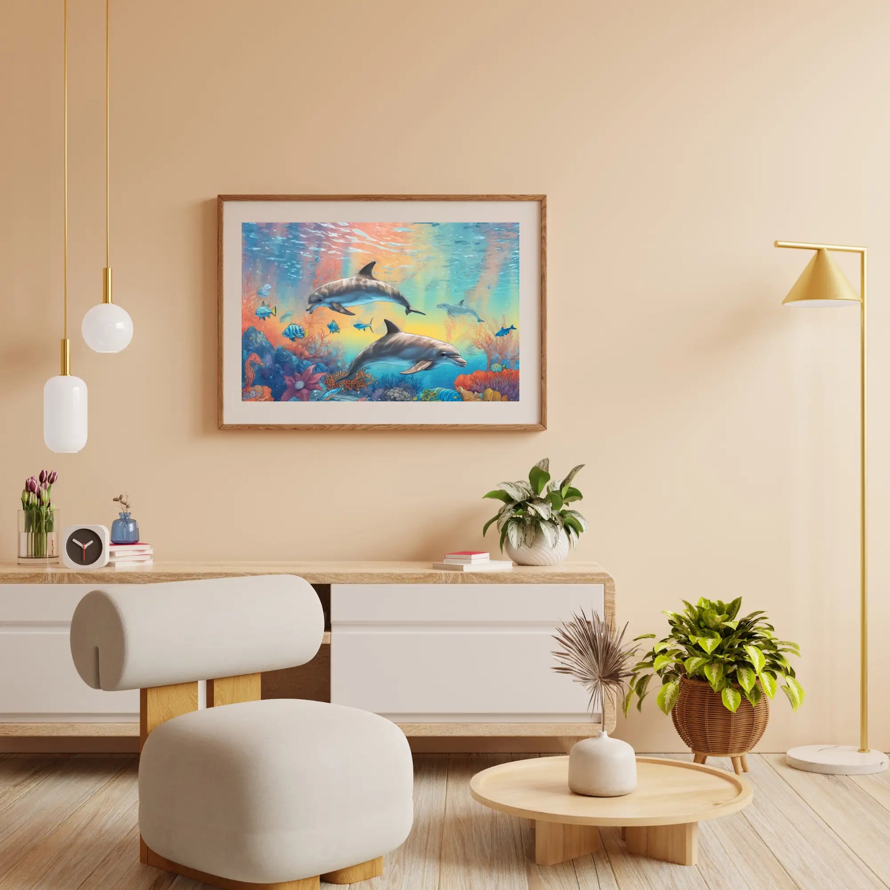 Diamantmaleri - Regnbue-delfiner - SEOS Shop ®